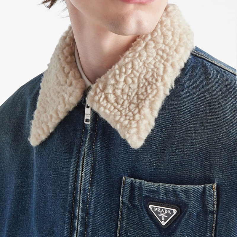 PRADA Denim Jackets Men Blue - POIZON