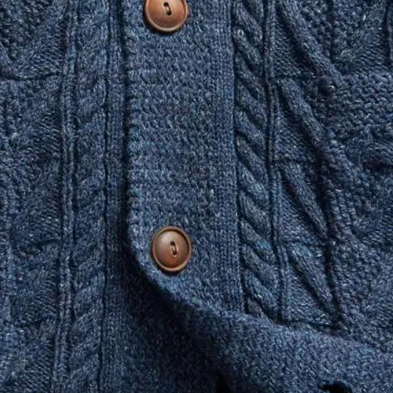 Polo Ralph Lauren Aran-Knit Cotton Cardigan Knitwear Men's Marine Blue-3