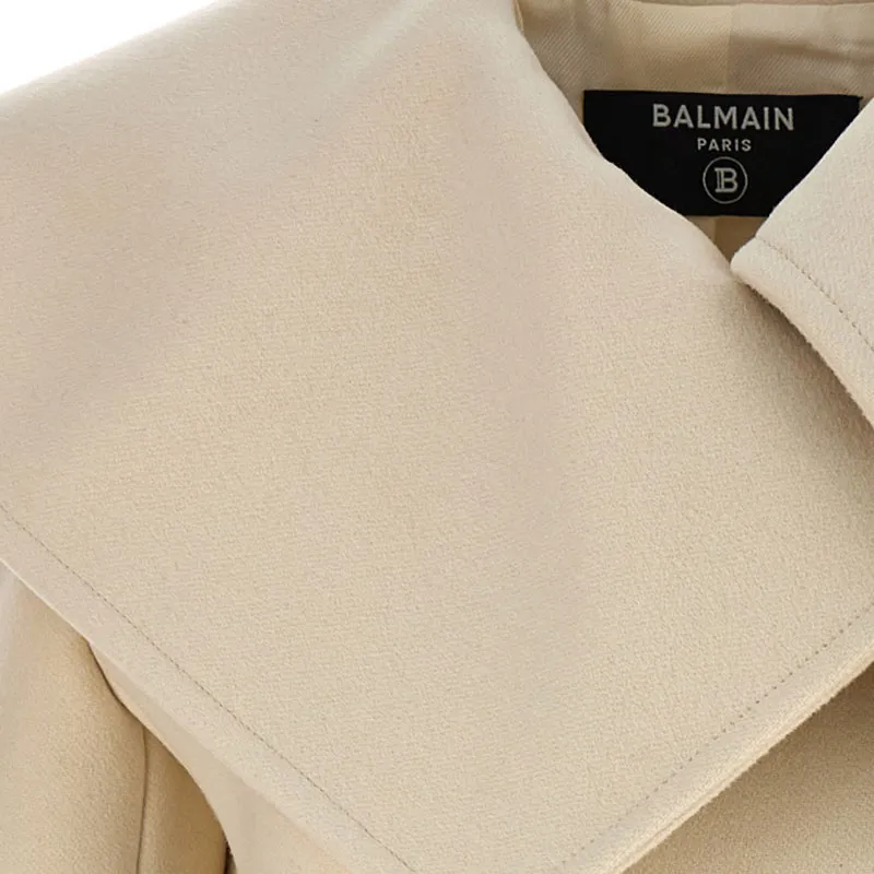 BALMAIN Double Breasted Buttoned Short Coat-2