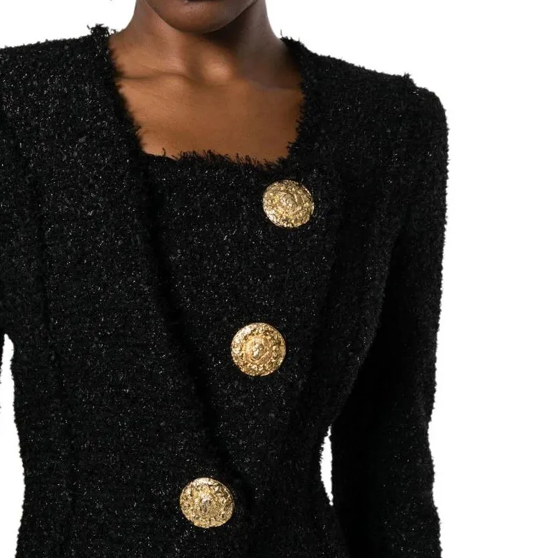 BALMAIN Long Sleeved Dress Women's Black-5