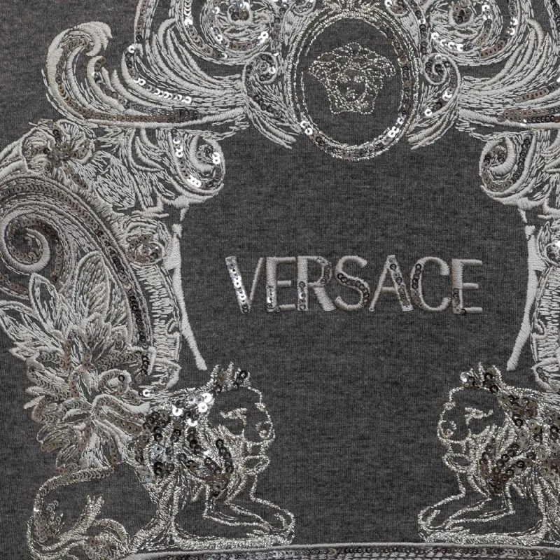 VERSACE Cartouche Embellished Crewneck T Shirt-4