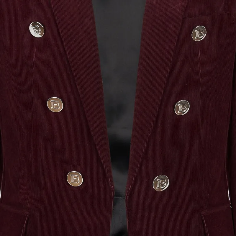 BALMAIN Double Breasted Corduroy Blazer-5