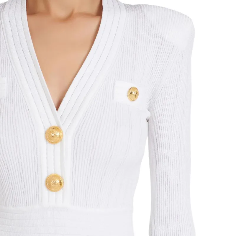 BALMAIN Long-Sleeved Dresses Women's White-4