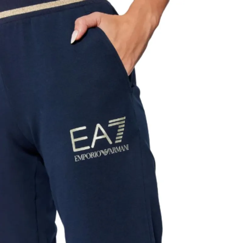 EMPORIO ARMANI EA7 SS23 Knitted Sports Pants Women's Marine Blue-6