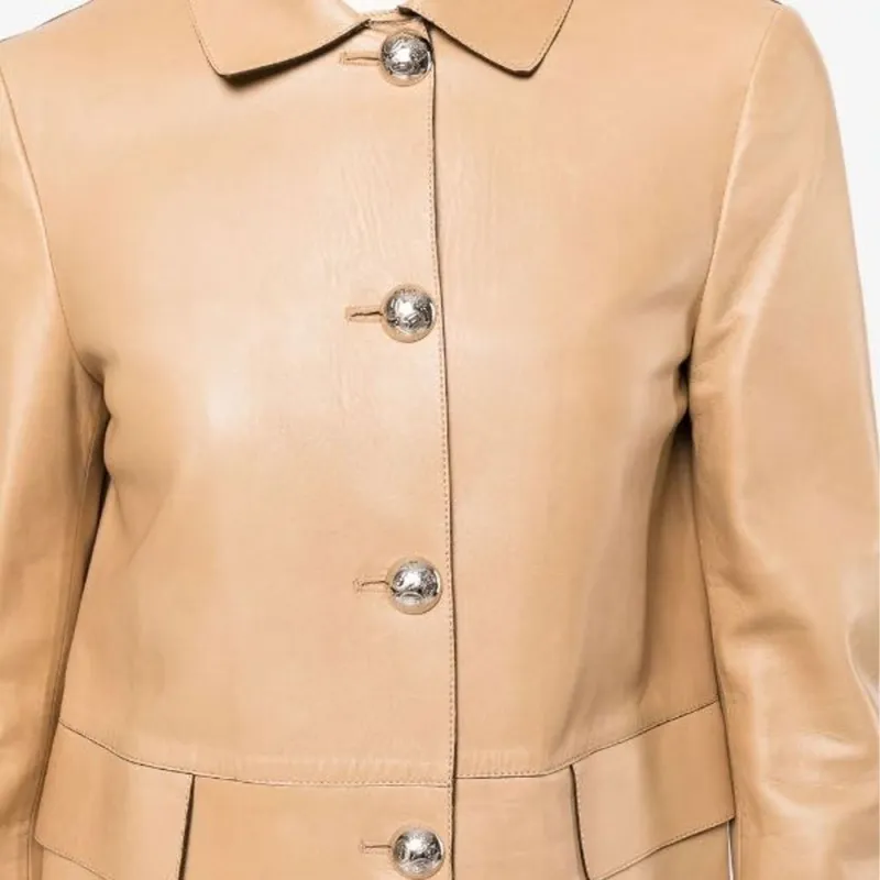 GUCCI Leather Jackets Women's Brown-1