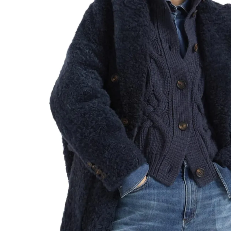 Brunello Cucinelli Embellished Frosty Effect Shearling Coat-5