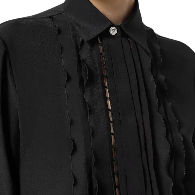 VERSACE Ruffled Long Sleeved Shirt-4