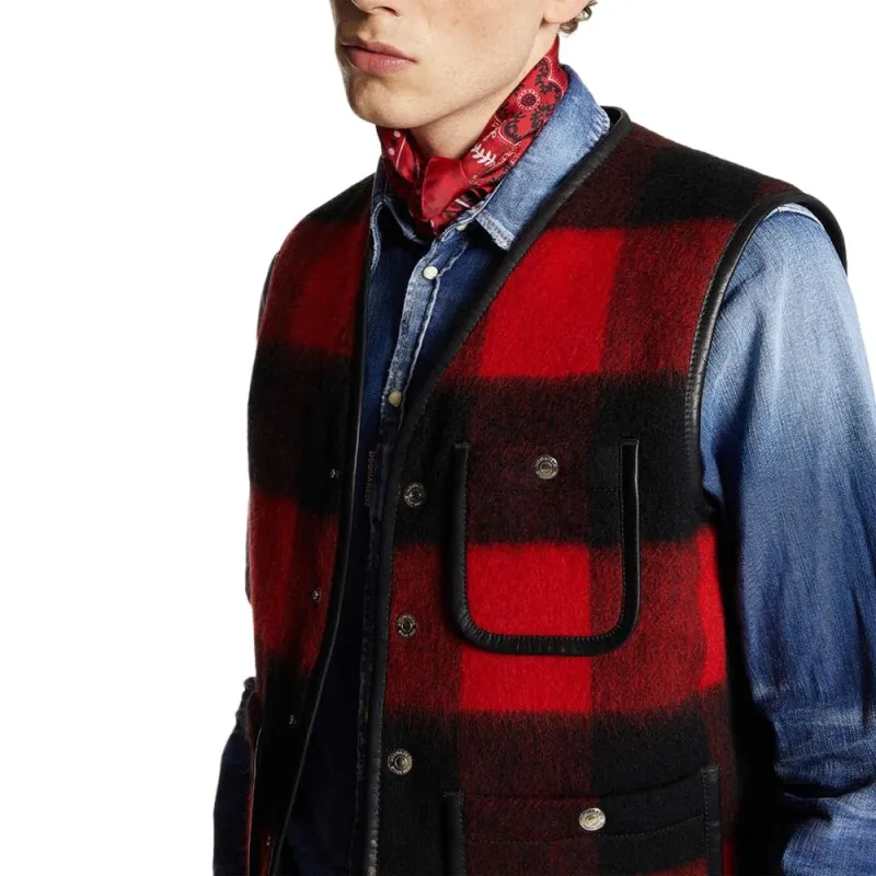 DSQUARED 2 Check print Wool blend Vest-4