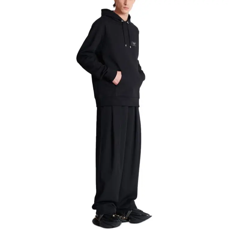 BALMAIN Logo Patch Drawstring Hoodie-4