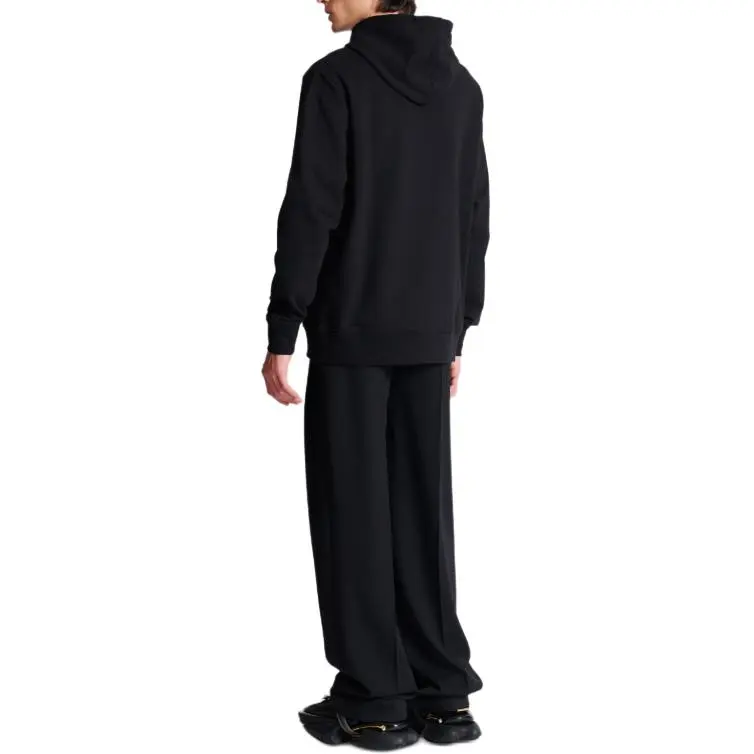 BALMAIN Logo Patch Drawstring Hoodie-3