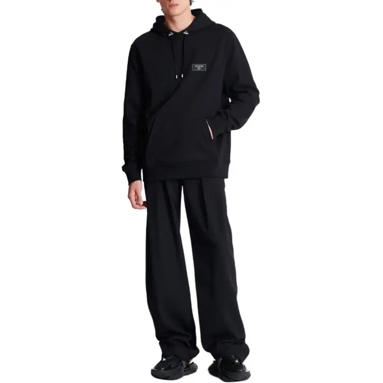 BALMAIN Logo Patch Drawstring Hoodie-2