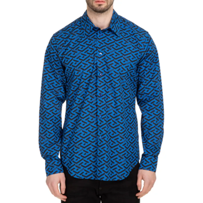 VERSACE Shirts Men Royal Blue-1