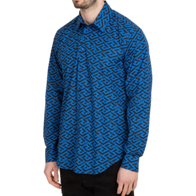 VERSACE Shirts Men Royal Blue-3