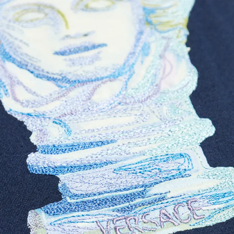 VERSACE Medusa Head Embroidered Crewneck T Shirt-4