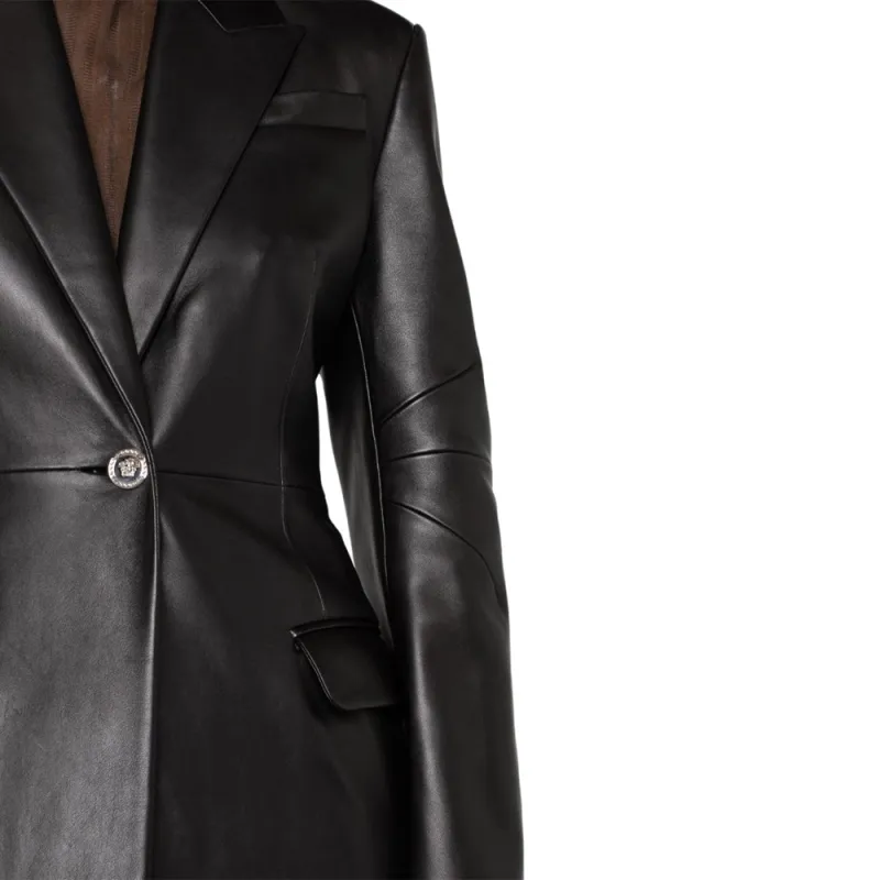 VERSACE Leather Trench Coat-1