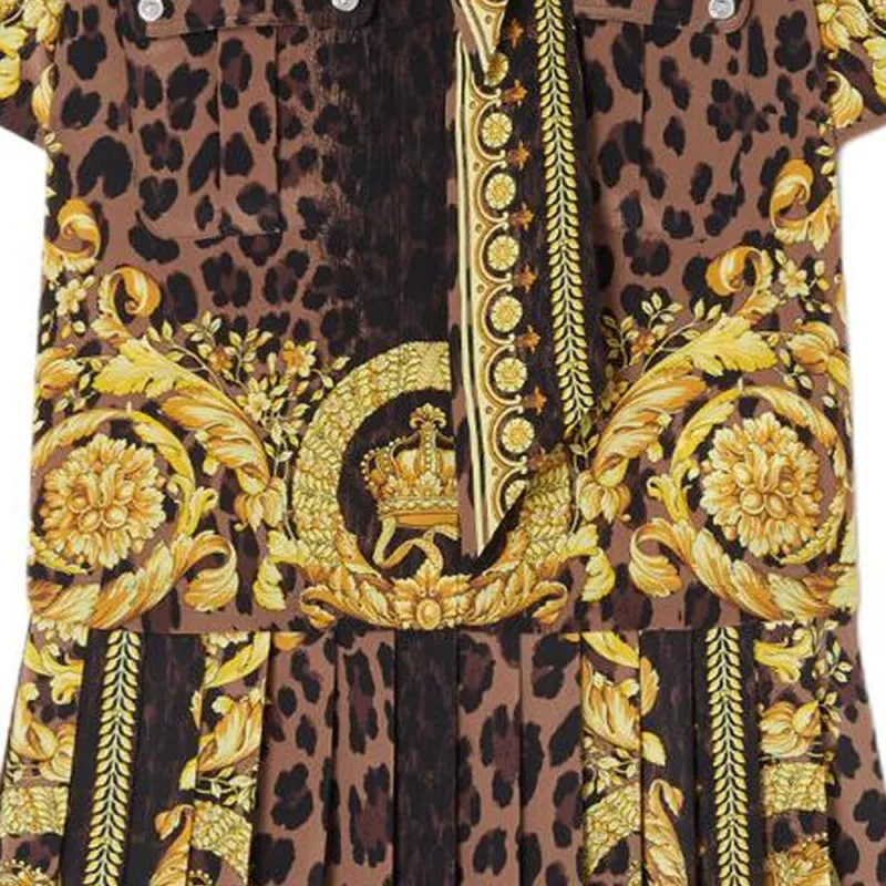 VERSACE Wild Barocco print Lavallière Mini Dress-2