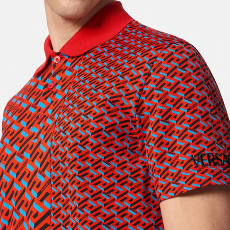 VERSACE Polo Shirts Men Red-4