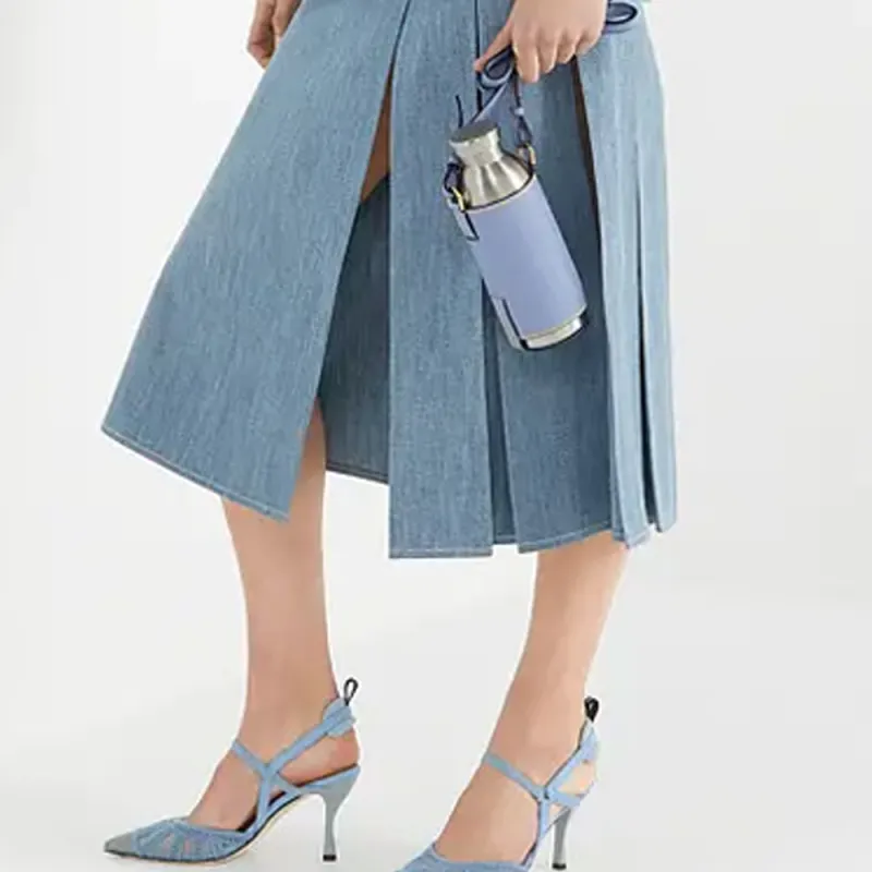 FENDI Casual Long Skirts Women's Light Blue-2