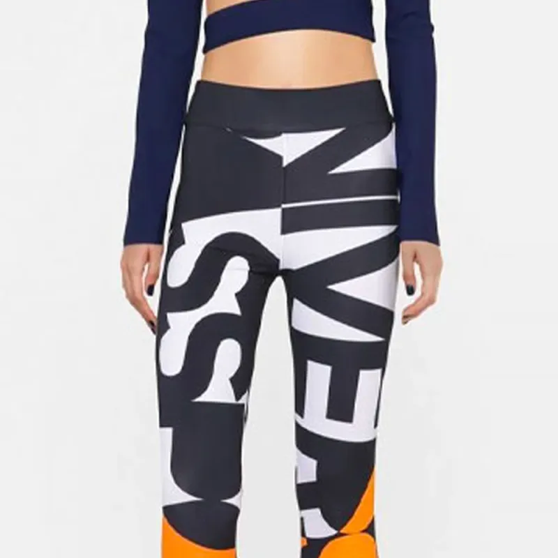 Burberry High Waisted Graphic Print Leggings Black/White/Orange-4
