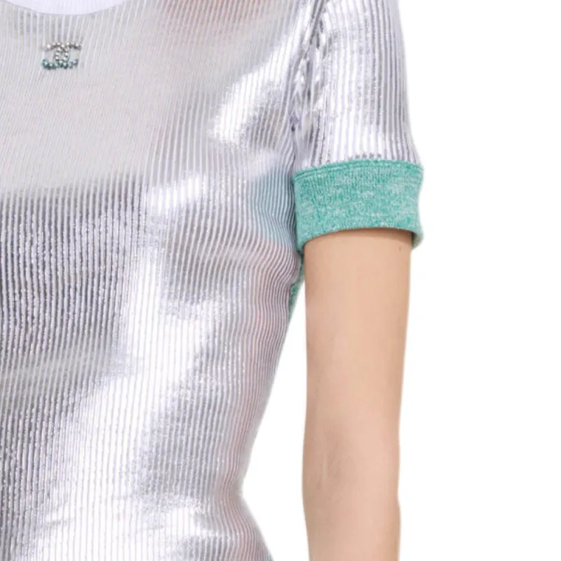 CHANEL Regular T Shirt Women's Silver-4