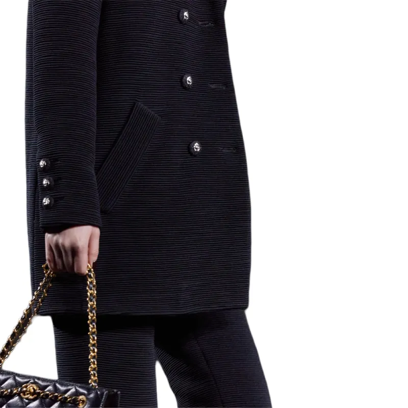 CHANEL Business Suits Coats Women's Black-3