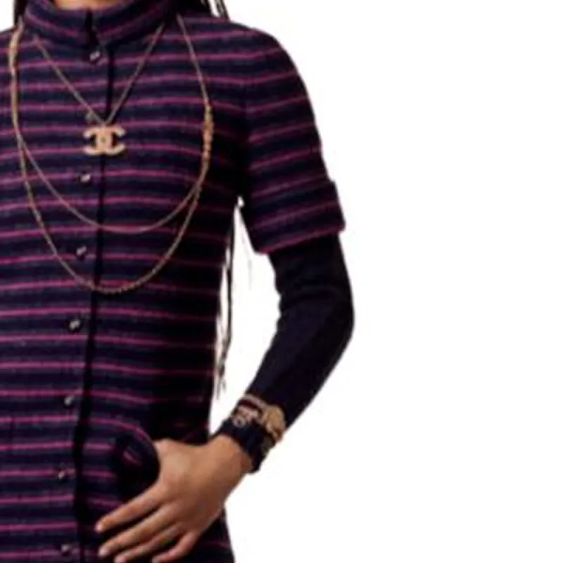 CHANEL Short-Sleeved Dresses Women's Purple-2