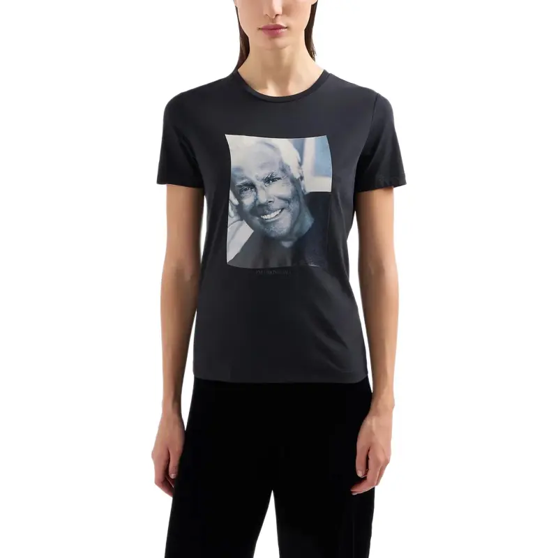 EMPORIO ARMANI Icon Supima Jersey T shirt With Mr Armani Photographic Print-1