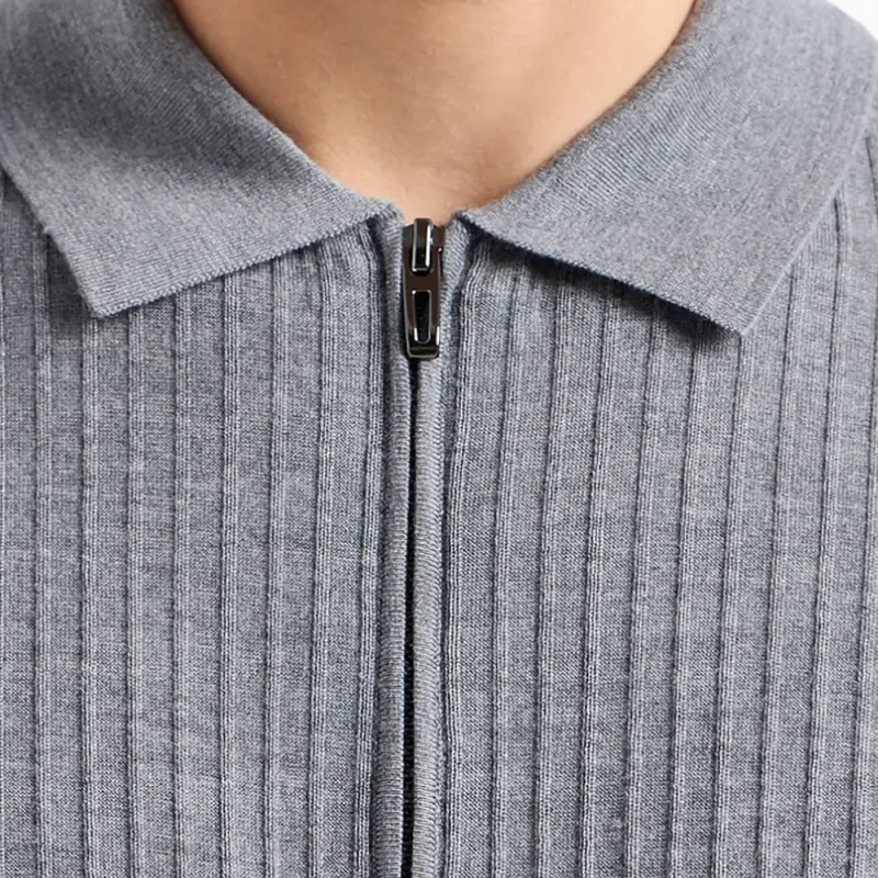 EMPORIO ARMANI Travel Essential Virgin wool Cardigan With Zip And Rib Effect-4