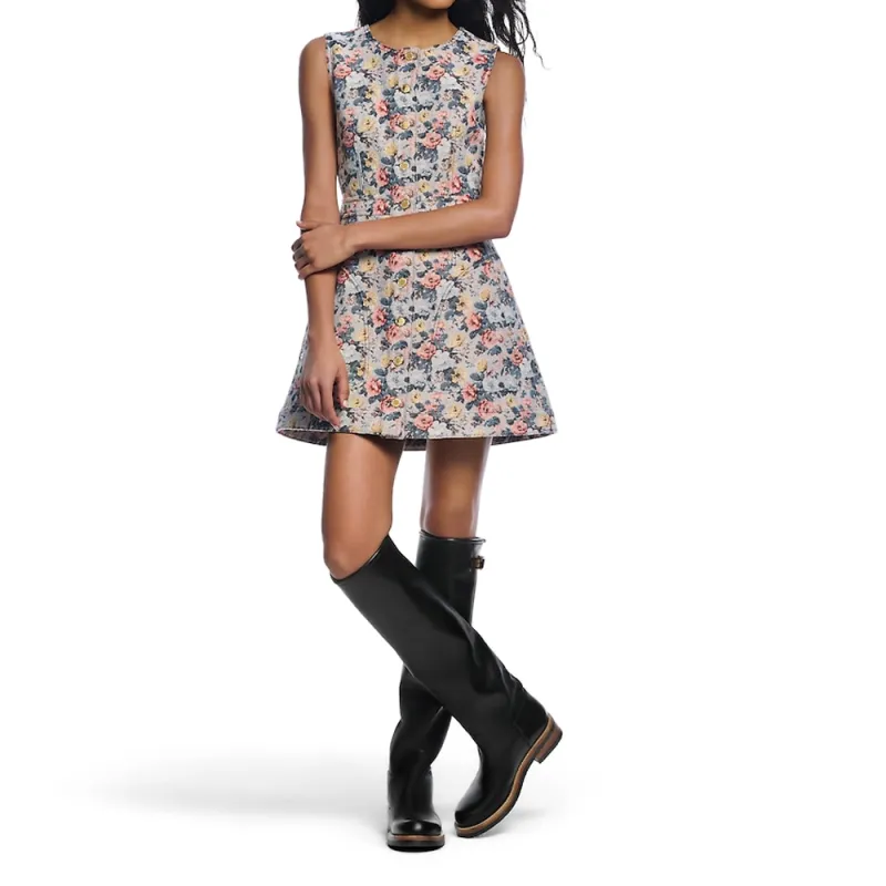 Lv Floral Jacquard A Line Dress-3