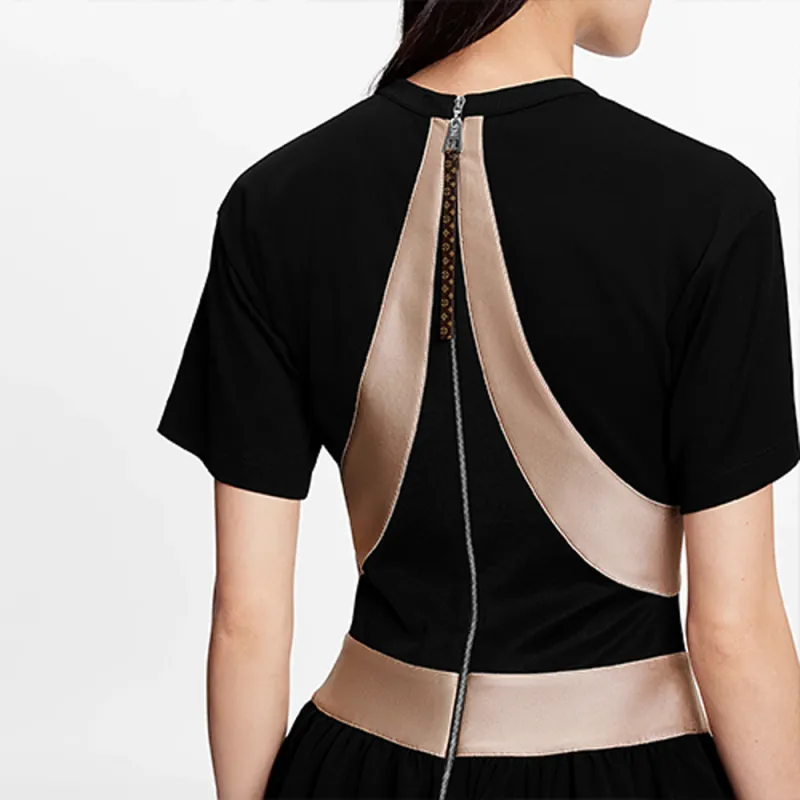 LOUIS VUITTON New Quarterly Products Of LV Short-Sleeved Dresses Women's Black-4