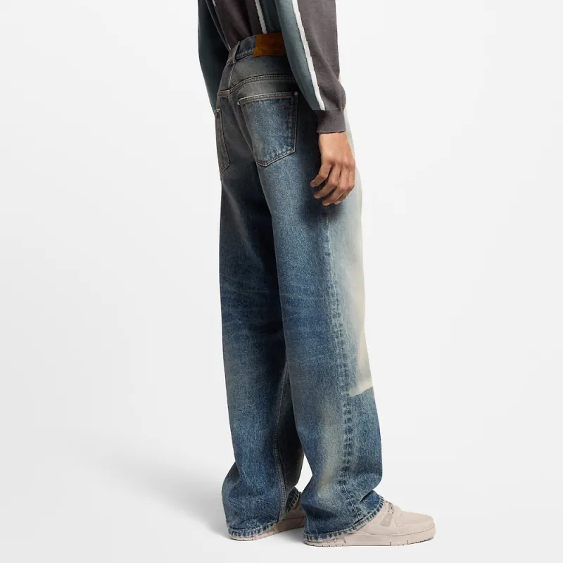 LOUIS VUITTON Sunfaded Effect Denim Skate Pants-3