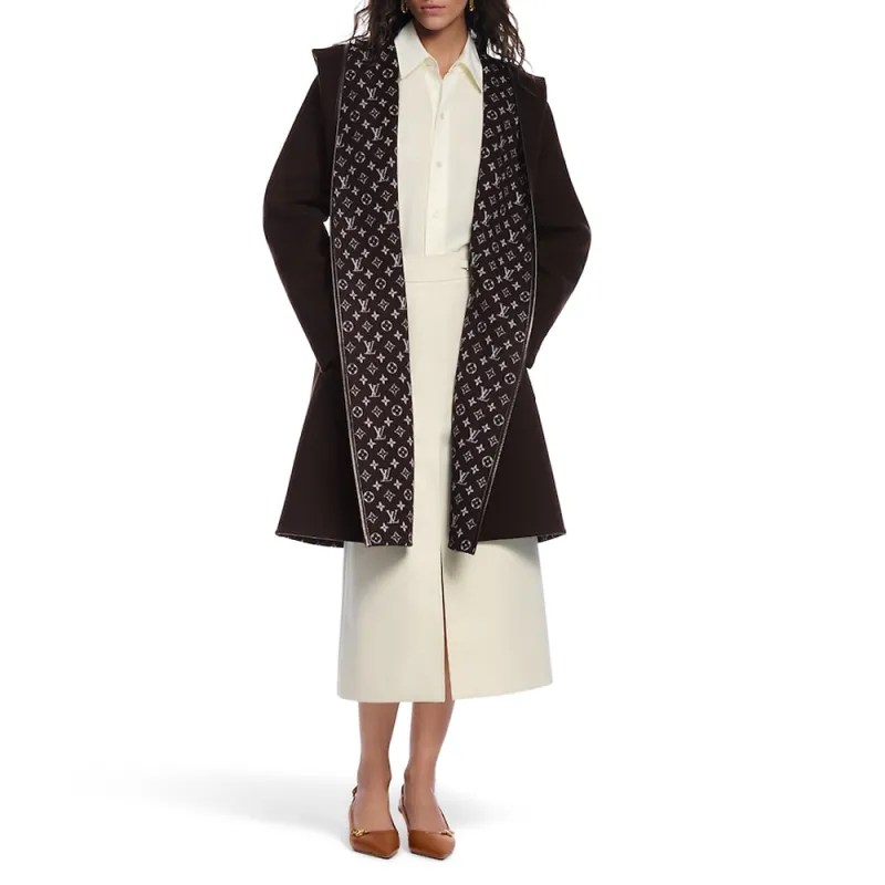 LOUIS VUITTON Reversible Signature Hooded Wrap Coat-2