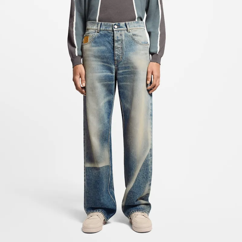 LOUIS VUITTON Sunfaded Effect Denim Skate Pants-2