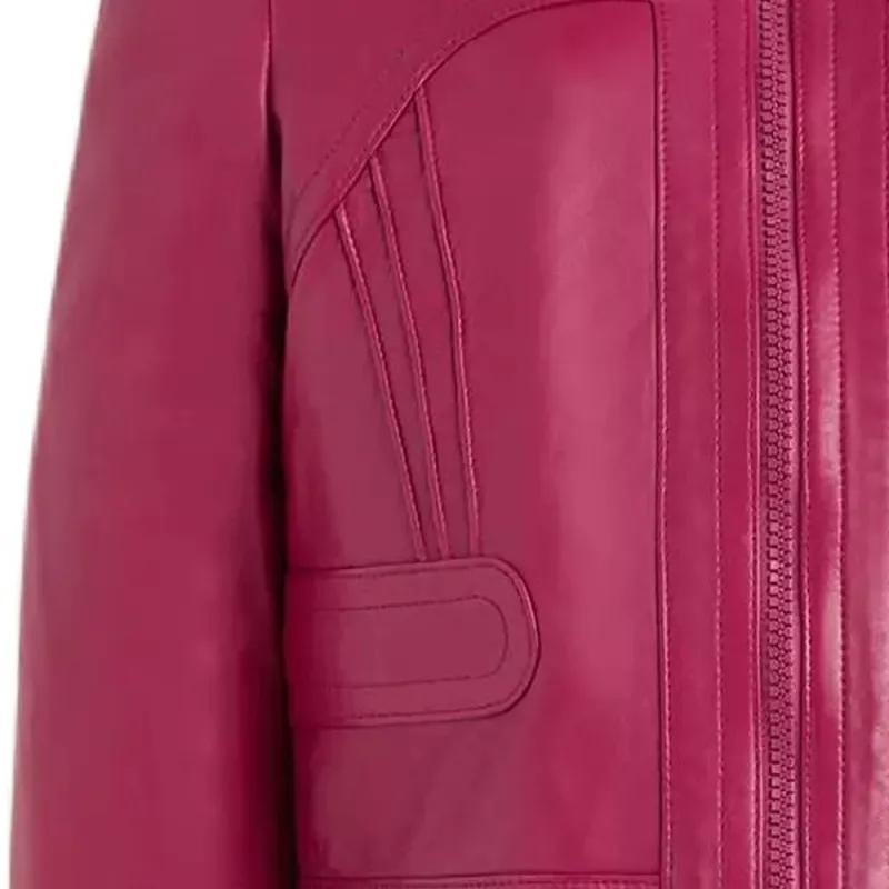 COACH Leather Jacket Women's Red-3