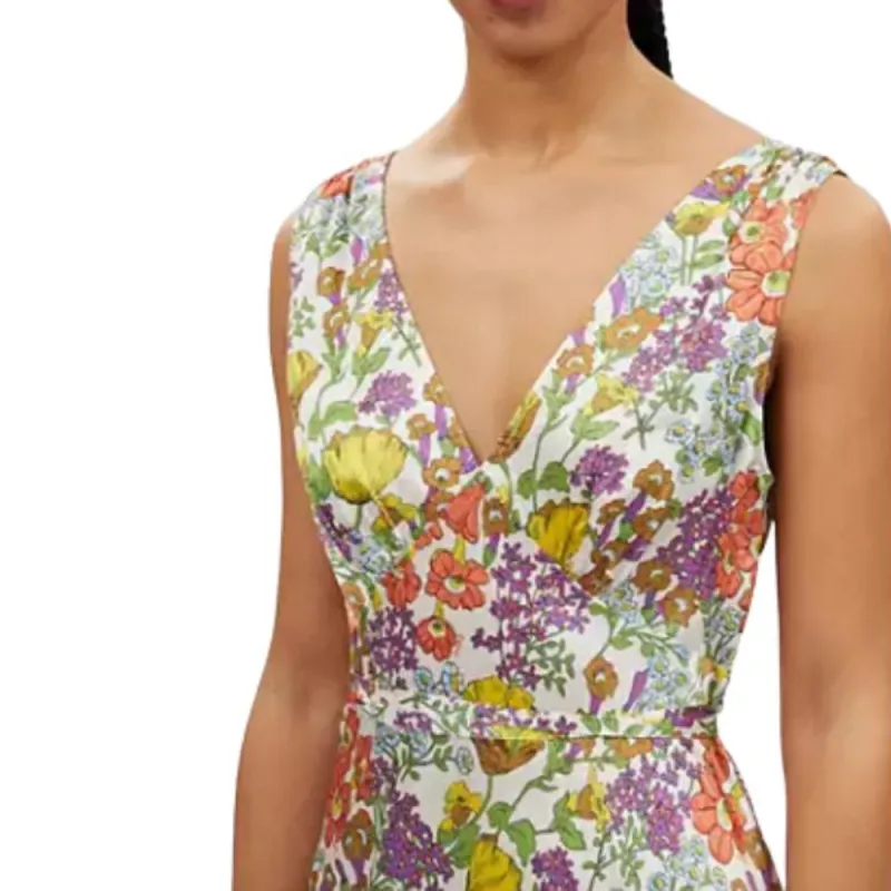 COACH Garden Floral Print Midi Dress Sleeveless Dress Women's Multicolor-3