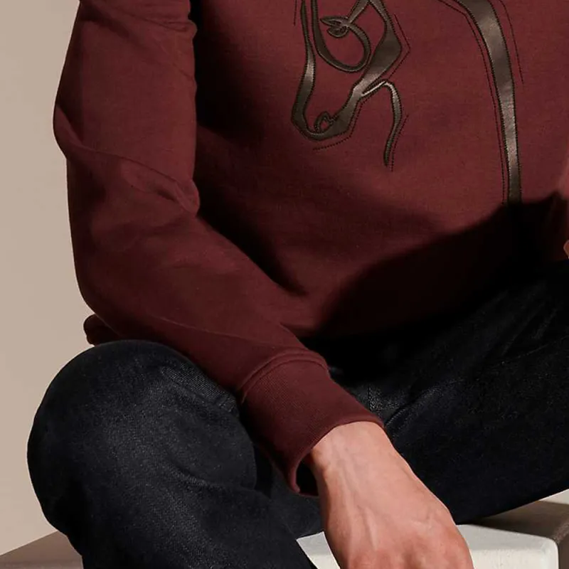 HERMES Cheval Au Trait Sweater Men's Burgundy-4