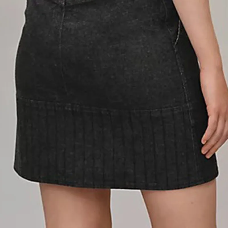HERMES Denim Short Skirts Women's Black-4