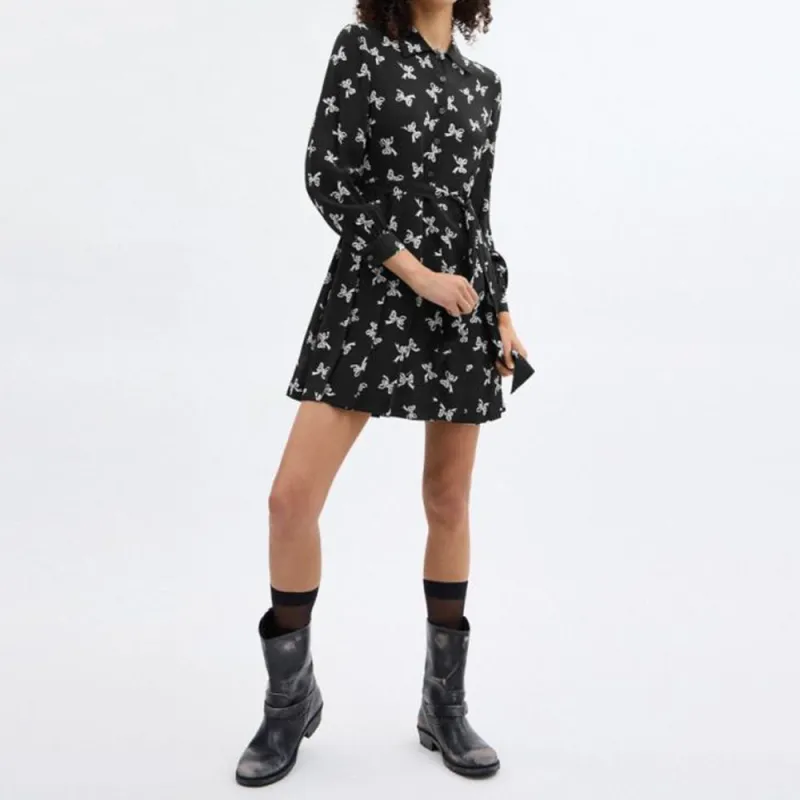 COACH SS24 Long Sleeved Dress Women's Mixed Black-2
