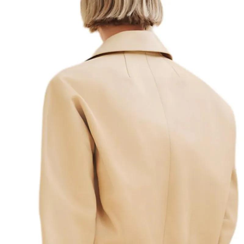 HERMES FW24 Leather Jacket Women's Beige-3