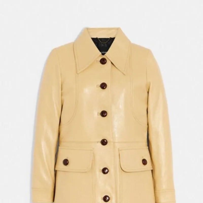 COACH Leather Jacket Women's Umber-4