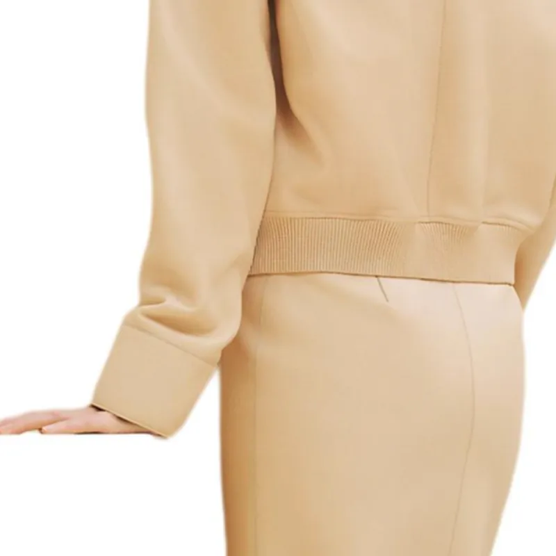 HERMES FW24 Leather Jacket Women's Beige-4