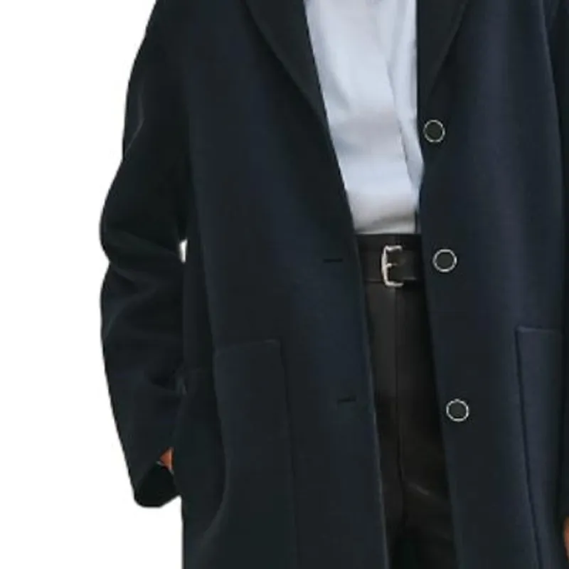HERMES FW24 Coat Women's Black Blue-3