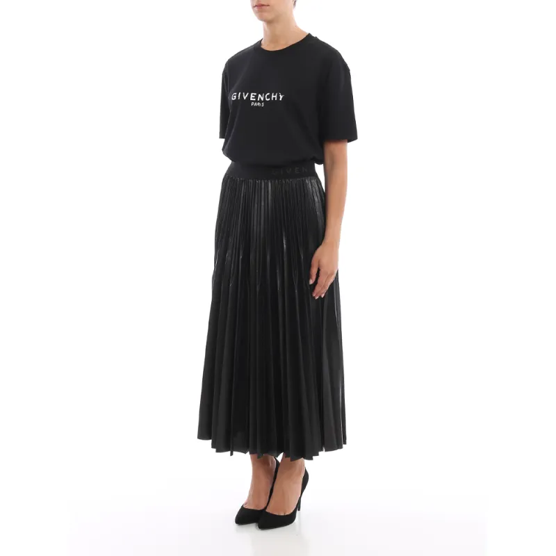Givenchy Vintage Effect Metallic Logo T shirt Black-4