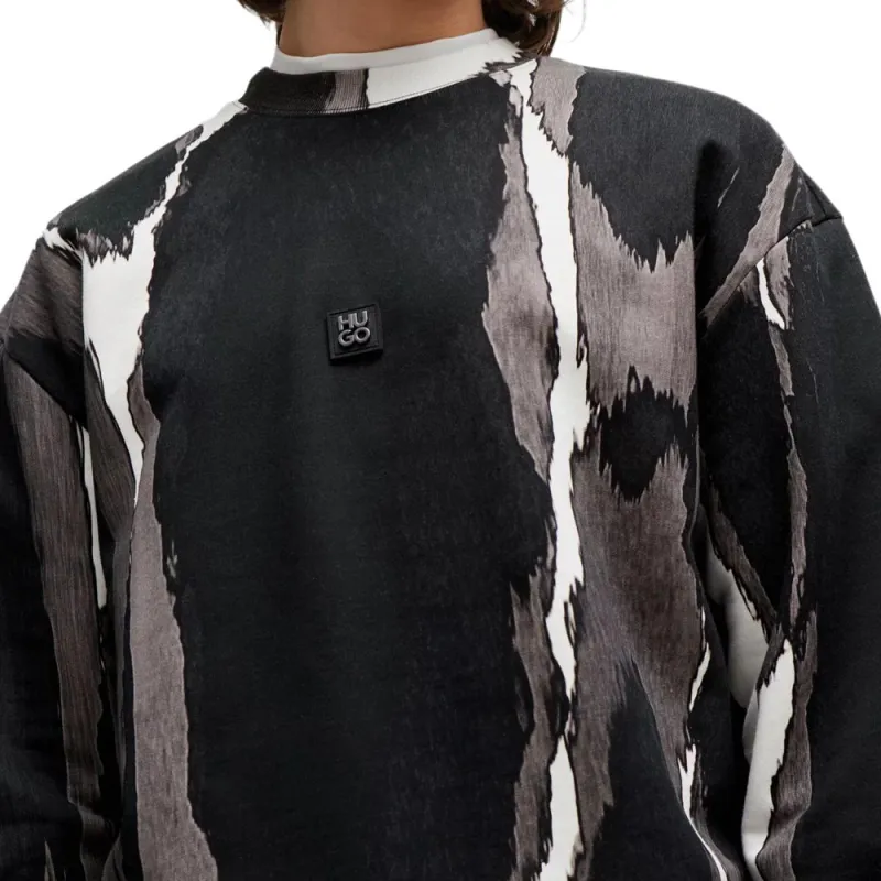 HUGO BOSS Cotton Terry Sweatshirt With Seasonal Print Sweatshirt Men's Black-4