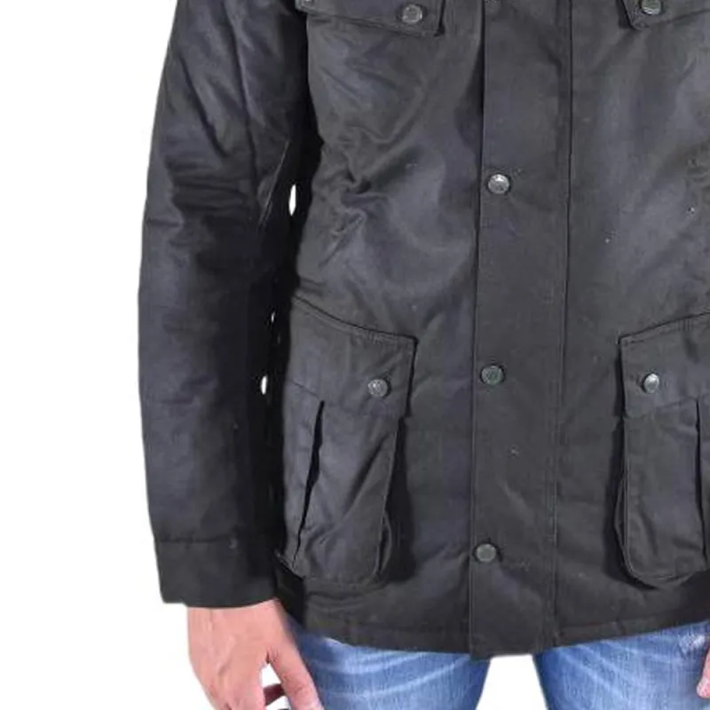 BARBOUR Tourer Logo Patch Waxed Jacket-3