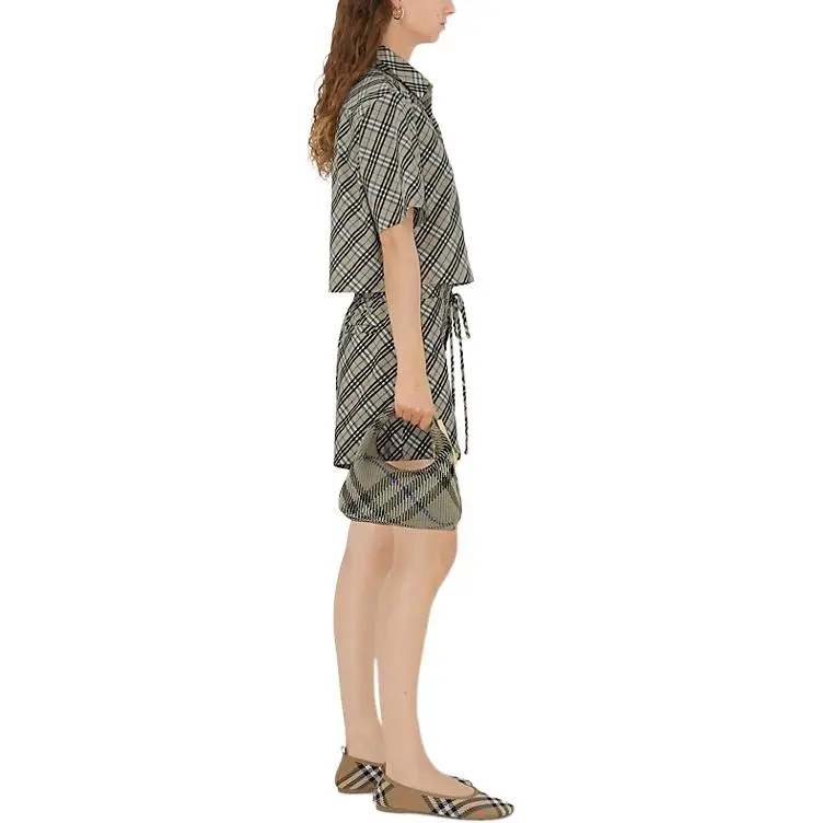 Burberry Short Sleeved Checked Cropped Shirt-3