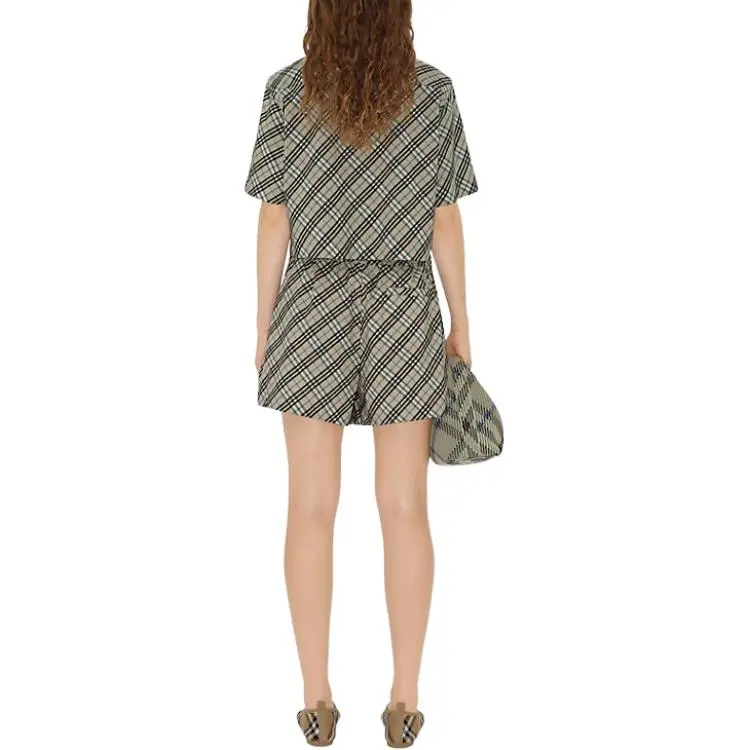 Burberry Short Sleeved Checked Cropped Shirt-2