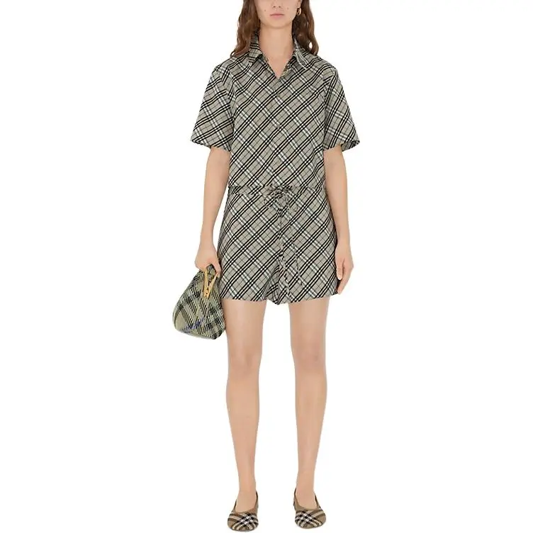 Burberry Short Sleeved Checked Cropped Shirt-1