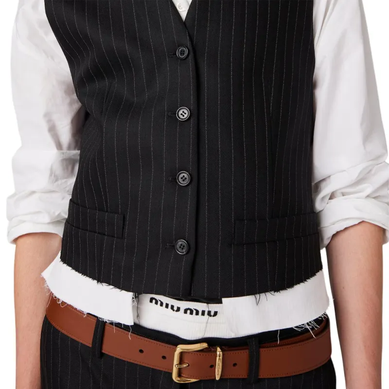 MIU MIU Pinstripe Vest 'Black'-4