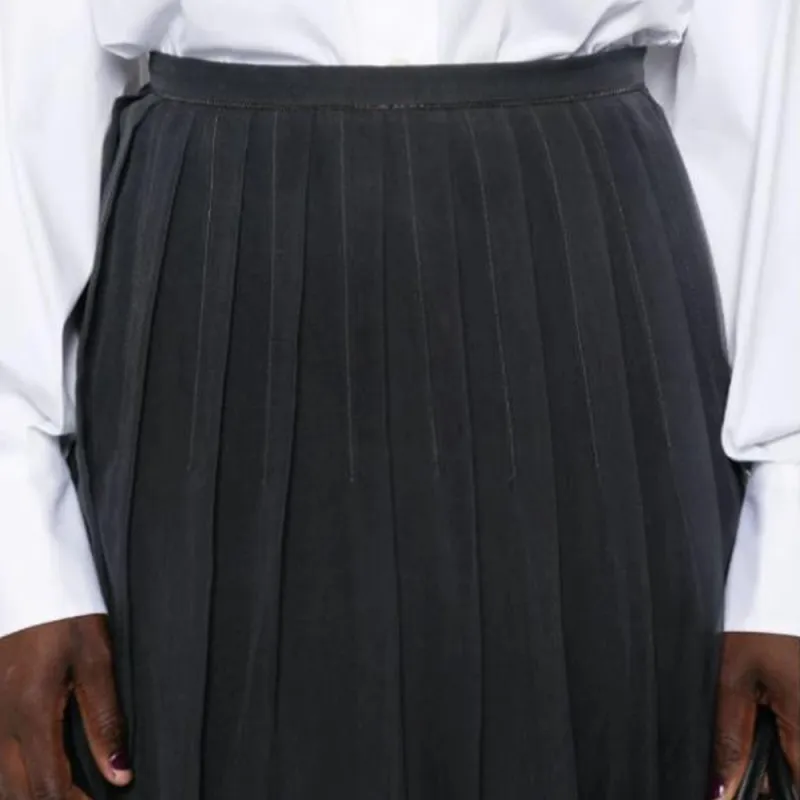Brunello Cucinelli Organza Plated Midi Skirt-4